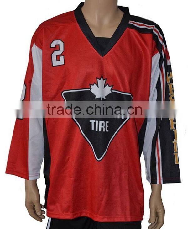 team High Quality Sublimation Ice Hockey Jersey and tops and pants 100% polyester hockey jersey