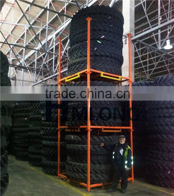 Stacking folding tire rack storage system