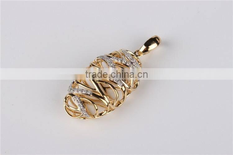 2015 new design fashion jewelry 18K rose gold diamond leaf pendants micro set