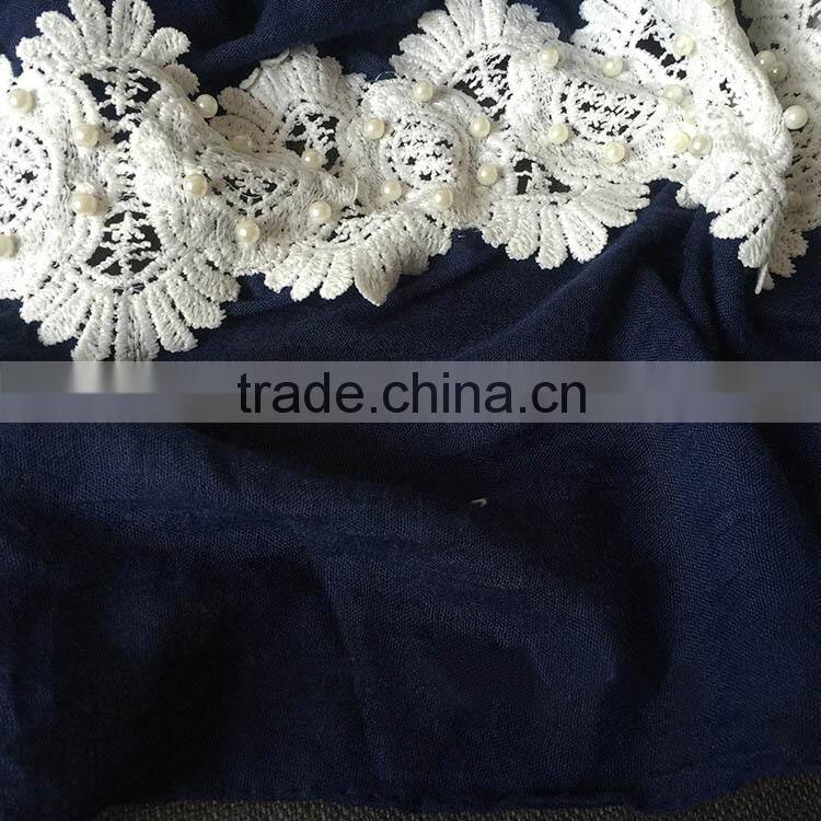 Wholesale New Design Plain Viscose Flower Bead Fashion Woman Scarf