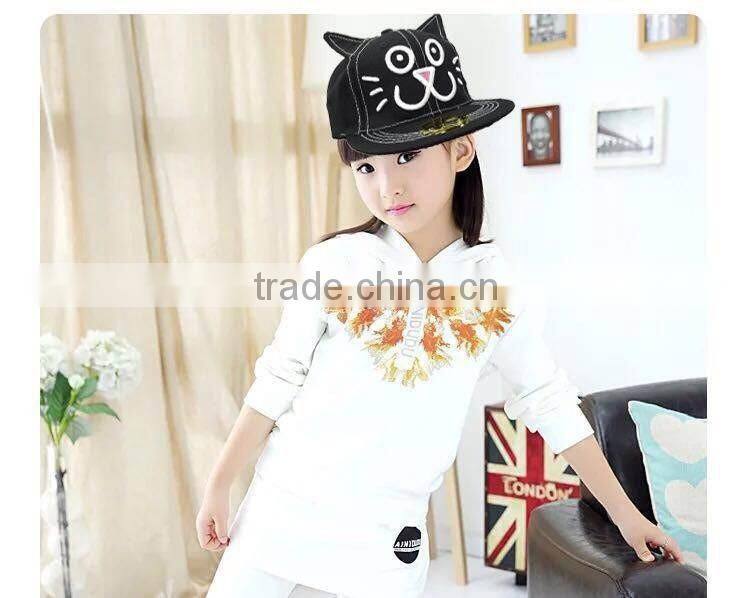 Cute Animal Cat Head Embroideried Unisex Kids Cap Flat Brim