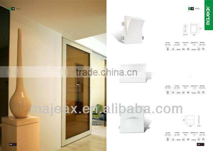 White Indoor Gypsum E14 E27 Plaster Recessed Wall Light