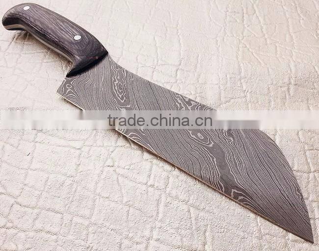 Fixed blade chef-jungle knife with wood Handel