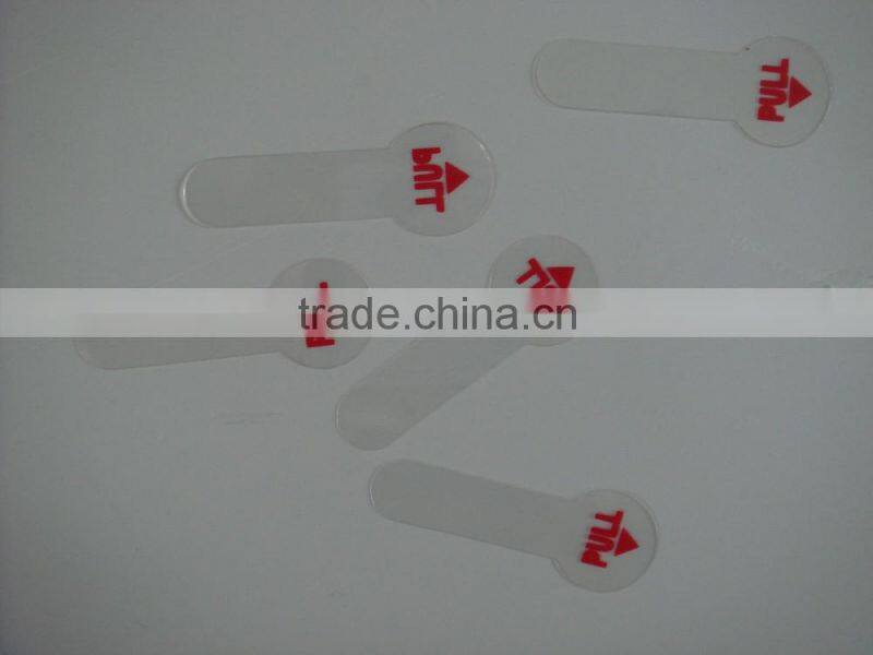 CR2032 battery clear plastic battery pull tab