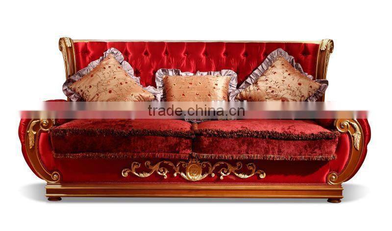 2015 Hot sales classic sofa set A65360,European Style beech wood sofa set with hand carved