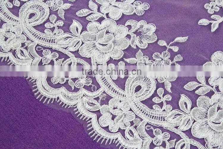 wholesale high quality white cotton lace embroidery fabric for dress new design