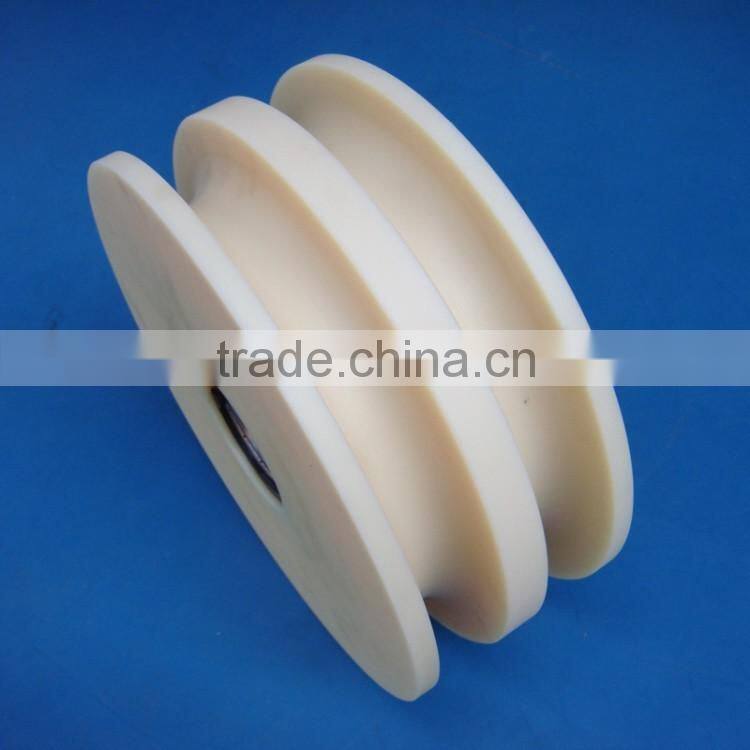 Widely use mechanical parts customized size sliding CNC machining plastic nylon double groove v pulley