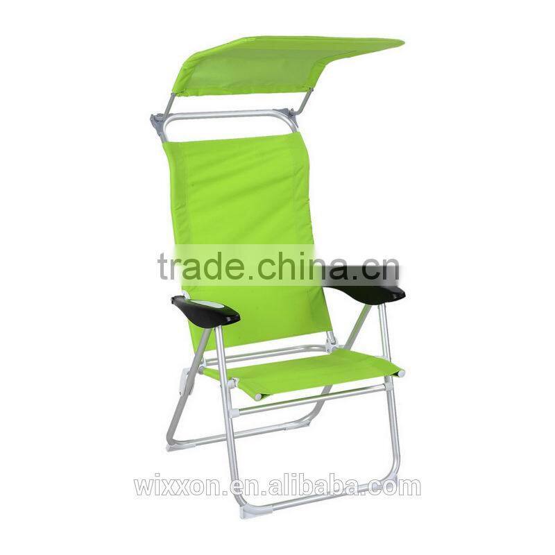 Wooden Armrests Shoulder Straps Folding Beach Chair With Sunshade