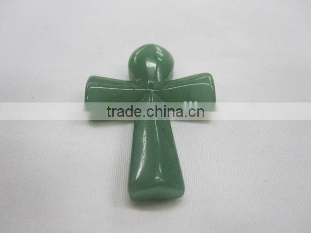 Cross pendant green aventurine pendant fittings gemstone jewellery