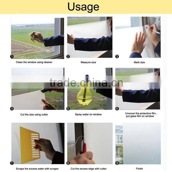 Bedroom or living room window glass self adhesive pvc frosted film