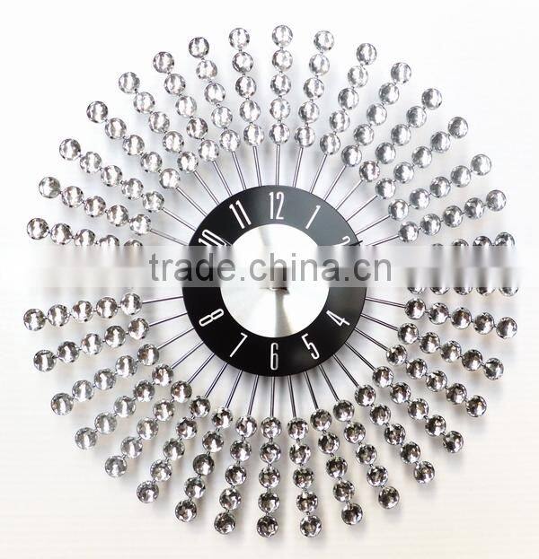 Wholesales Sunburst Wall Clock, Decorative Wall Clock in Black and brighter Plastic Bead