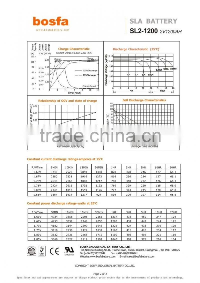 2 volt storage battery 1200ah electric scooter rechargeable battery