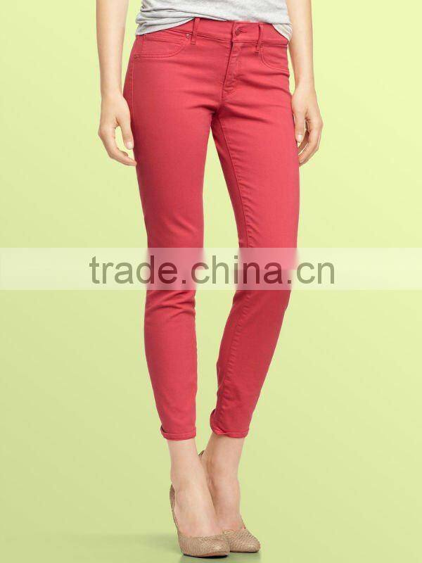 2016 wholesale price branded ladies sexy skinny red jeans