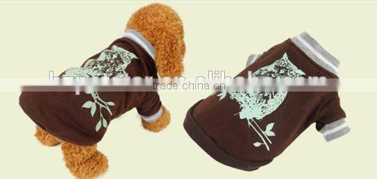 Dog coat with owl print glow in dark 2015 new design