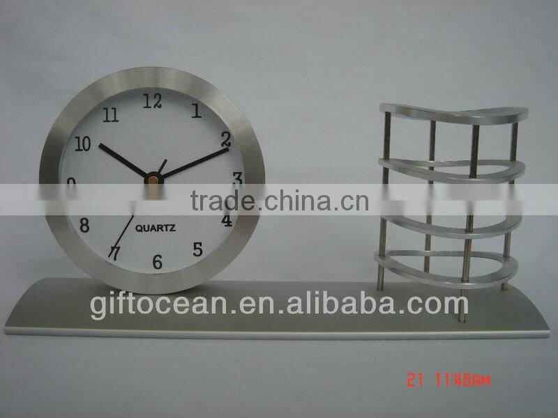 aluminium metal art crafts gift table carriage clocks with penholder