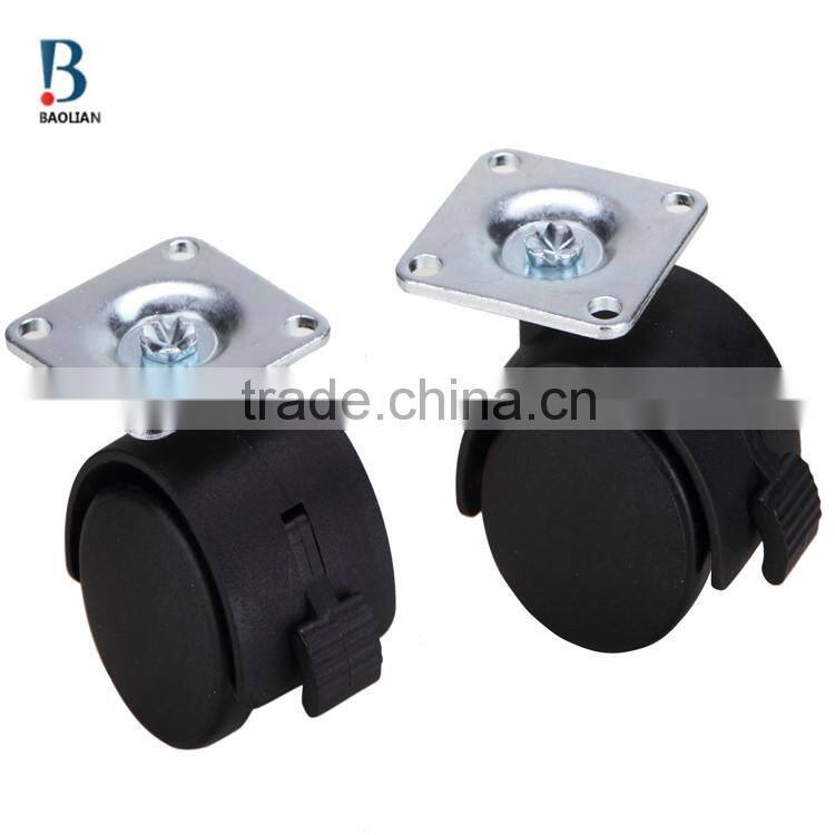china high quality cheap 1.5 inches black suitcase nylon plastic fixed furniture caster wheels