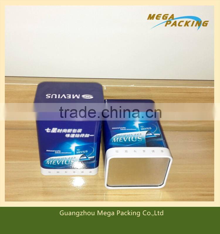 High quality small rectangular metal tin box for storing pads/credit card/business card