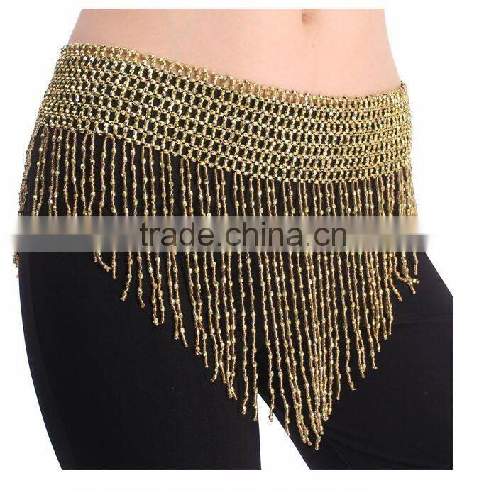 2016 Women Cheap Belly Dance Hip Scarf Gold and Silver 2 Colors Bellydance Chain Belt Egyptian Dance Wear Accessories for Sale