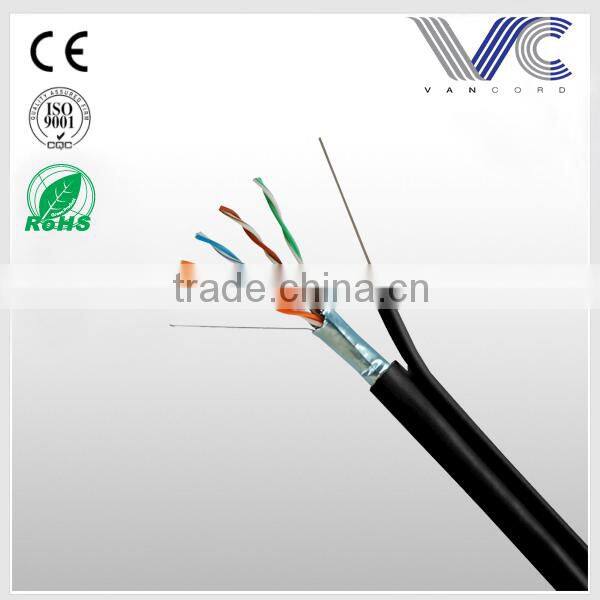 Frankever wooden packing black FTP CAT5E with messenger lan cable