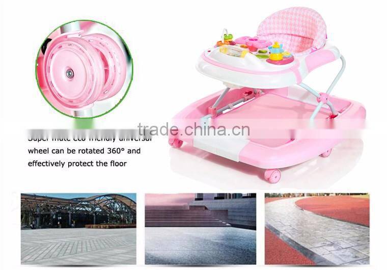 BW-19 competitive price softtextile rocking horse baby walker with 6 wheels