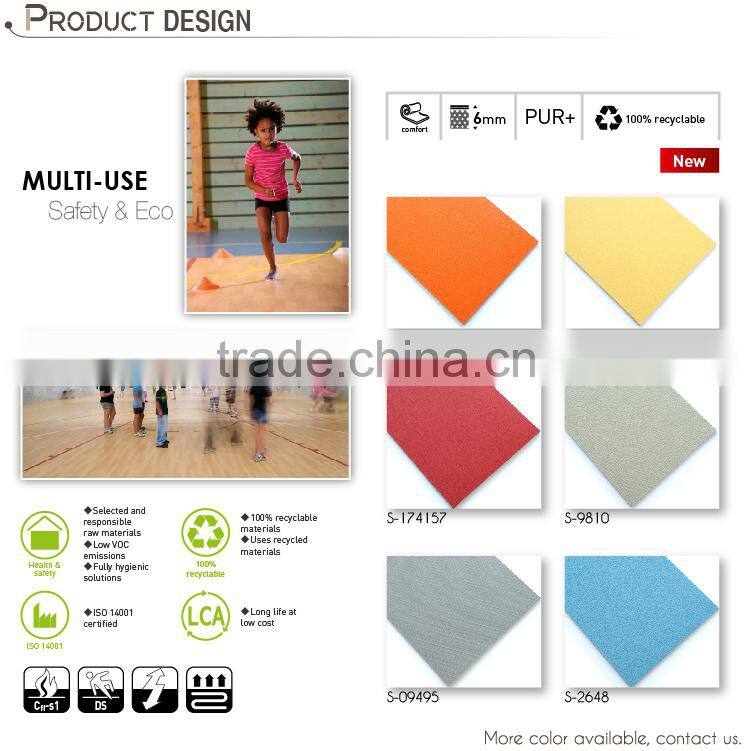 Anti-Slip Foamed PVC Sports Flooring Rolls