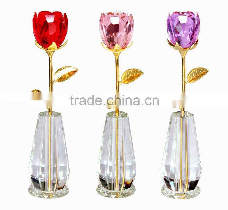 2015 New design clearly color best seller factory directly sale crystal rose flower