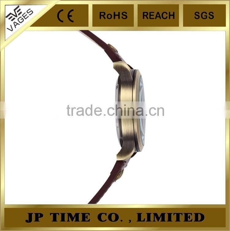 New Retro Skeleton Automatic Mechanical Vintage Leather copper wrist watch