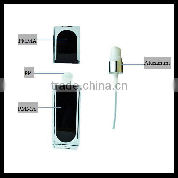 40ml shiny square cosmetic bottle,black plastic acrylic bottle