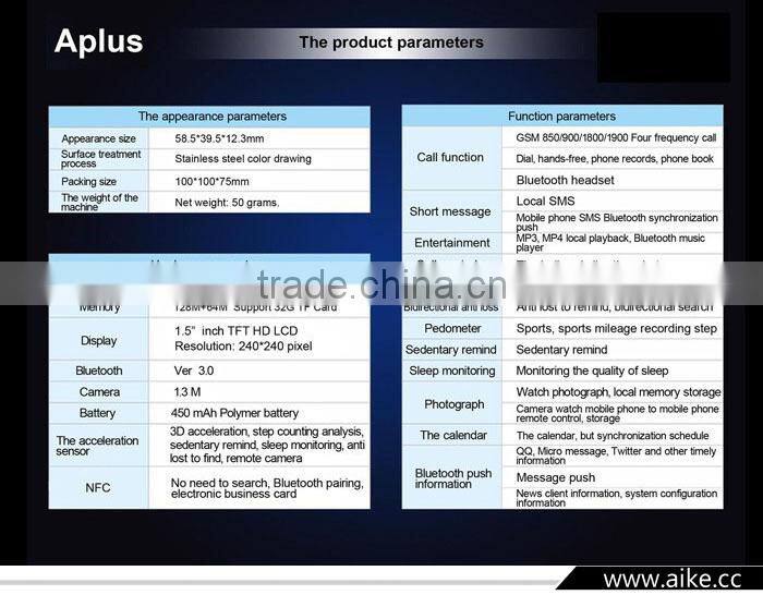 Smart bluetooth watch GV18 with NFC camera wristWatch SIM card Smartwatch for iPhone6 Samsung Android Phone watch phone