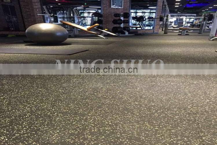 Trade assurance cheap high quality gym floor mat, recycled rubber tile with fleck
