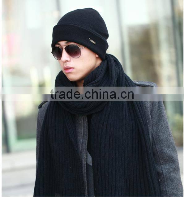 cheap knitted acrylic plain cuff beanie