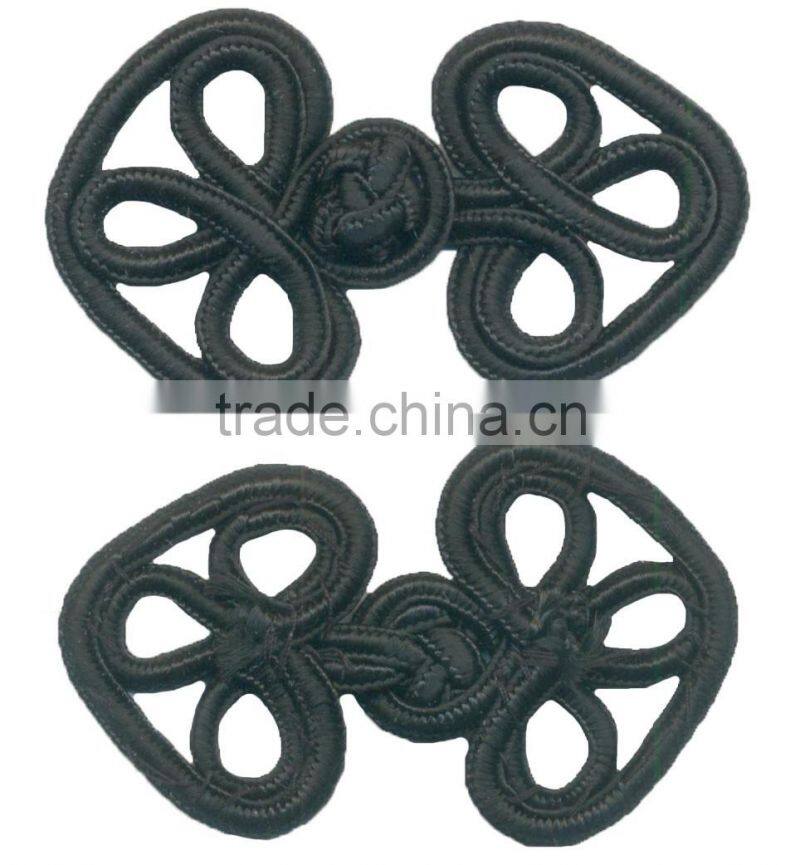 Height 4 Centermeter All Black Sew On 100% Nylon Chinese Knot Frog Buttons