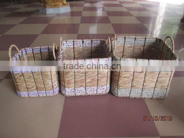 New designs! Rectangular water hyacinth basket/storage basket/ decorative basket with 2 handle