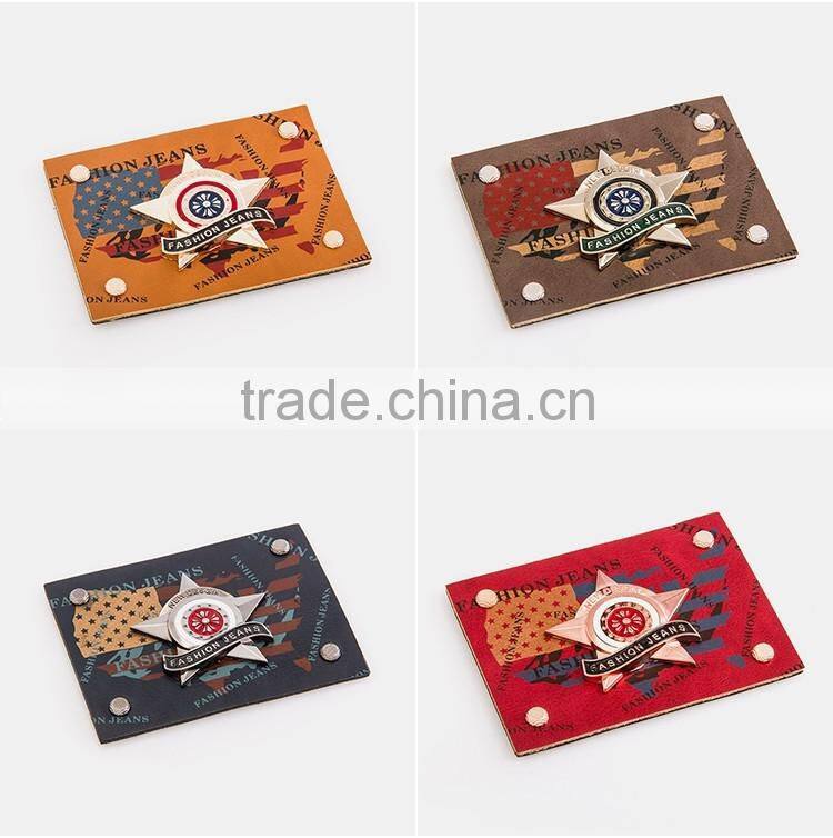 Newest jeans pu leather patches leather metal patch