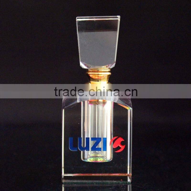 cheap custom made square shaped crystal perfume bottle
