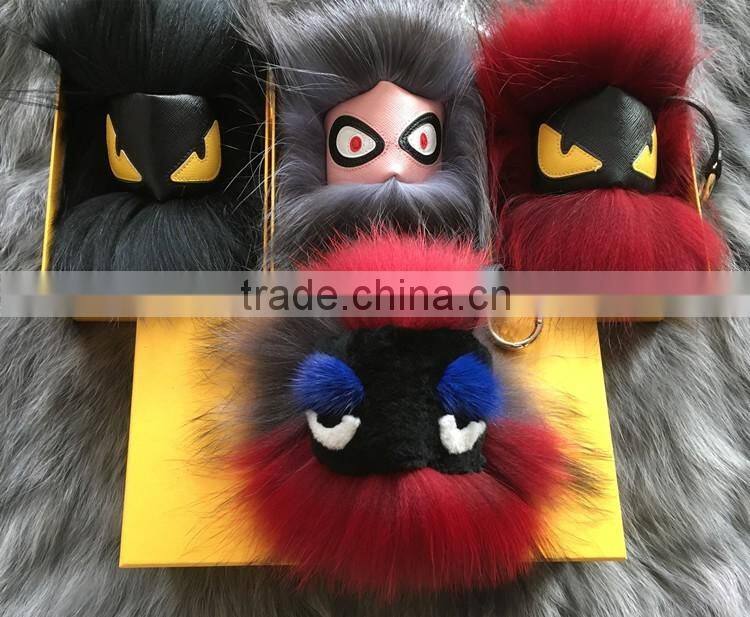 Beautiful Monster raccoon Fur Chain Key,Fashion Fur Keychain for Bag, Car keychain and Keyring