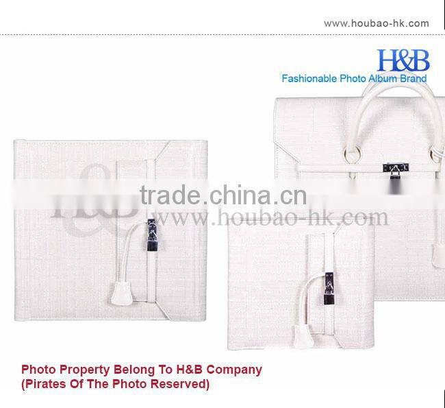 H&B elegant white album leaf leather album cover binding