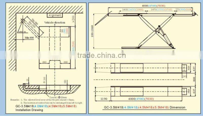 Large platform Profile scissor lift for four wheel alignment Latest-4.0M418