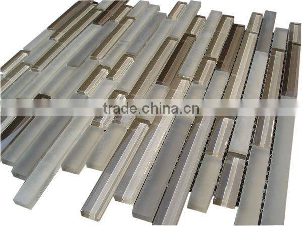Frosted linear longart mosaic glass tiles HG-CDT407