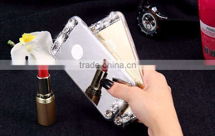 Mirror Luury Diamond Rhinestone TPU Case for iPhone 5 6 6s plus Soft Silicone Thin Protective Back Cover for Samsung Galaxy S6