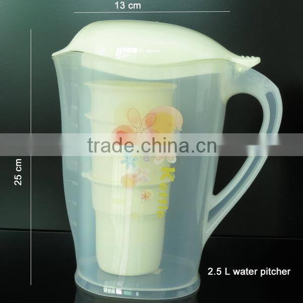 2 L plastic water pitcher with cups,Plastic jug and tea kettle