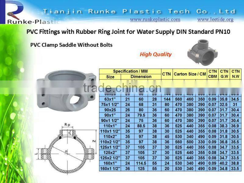 PVC Pipe Fittings with Rubber Ring Joint for Water Supply