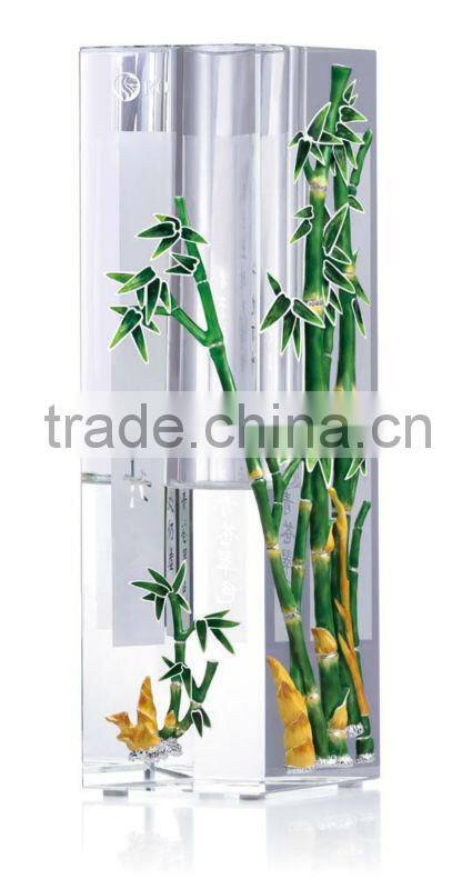 RORO Promotion bamboo enamel crystal glass and metal pewter decorative vase flower receptacle table decoration