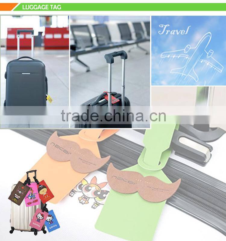 Animation Print Custom Luggage Tag Soft PVC Travel Cut Design Bag Tag