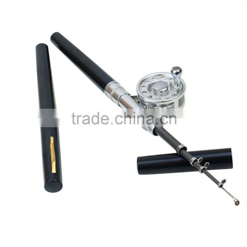 Mini Portable Pocket Aluminum Alloy Fishing Rod Pen Shape Pole Fish Reel Line Soft Bait Hook Float Tackle