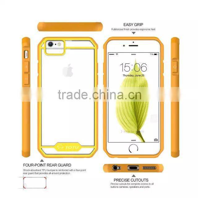 For Apple iPhone 6 Bumper Case, Fashion Hybrid Color Clear Hard Case with TPU Side Bumper Cover Case For Apple iPhone 6 4.7 5.5