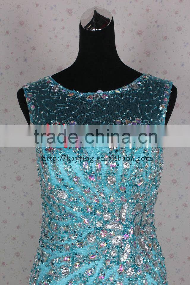 Gorgeous Handmade Beaded Sleeveless Sexy Long Dubai Designers Wholesale Evening Dress