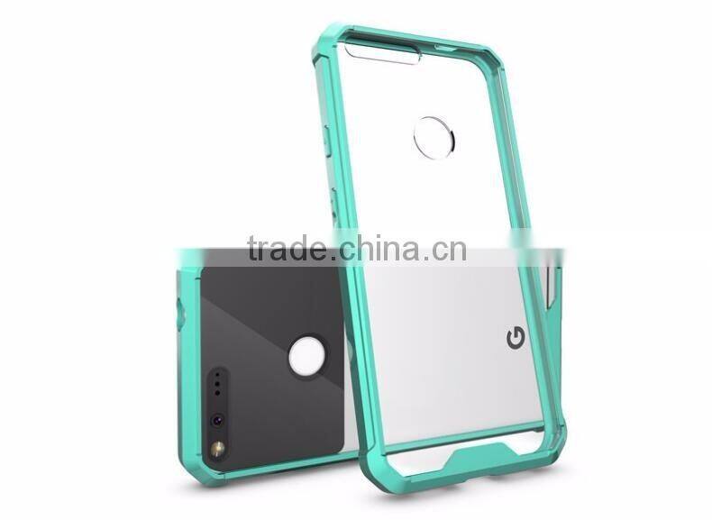 Wholesale Cheap Price Transparent 2 in 1 TPU Bumper + Hard Plastic Hybrid Back Cover Acrylic Clear Case For Google Pixel XL