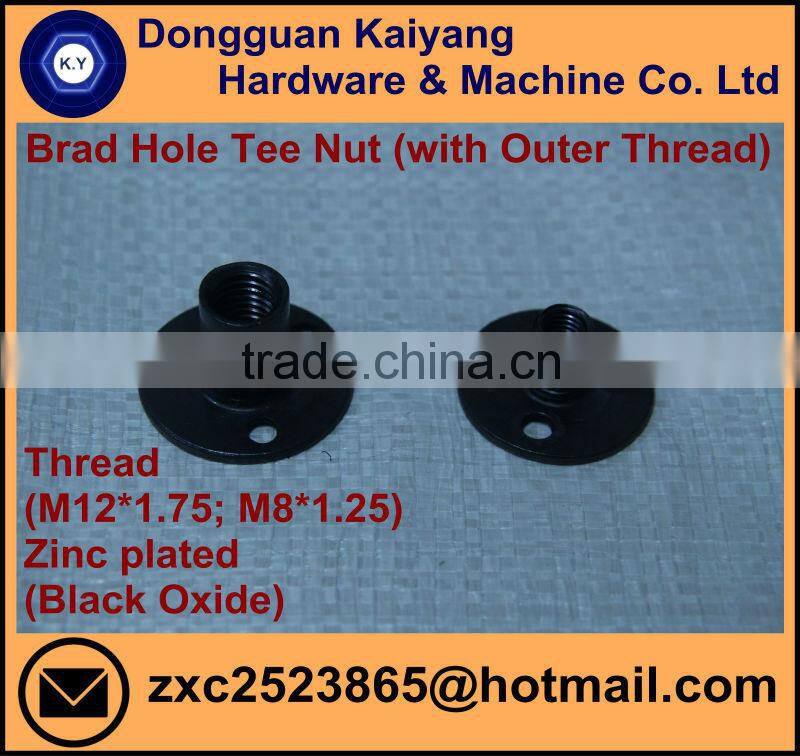 Outer Threaded Brad Hole Tee Nut (For Sofa and large furniture to connect the joint); Black Oxide