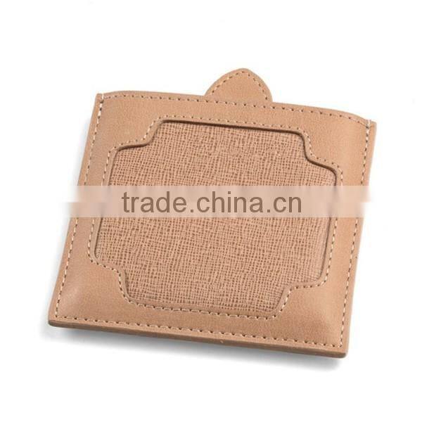 Customized design genuinne leather cosmetic mirror